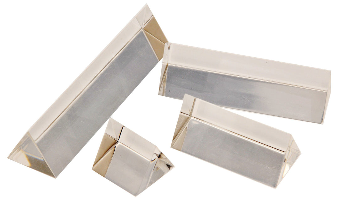 Equilateral Prism, 6x1" - Glass - Useful for Experiments in Optics, Light Refraction & Wavelengths - Eisco Labs