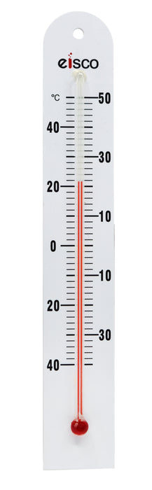 5 Pack - PVC Thermometers, -40 to 50°C, - White PVC Backing, Glass - Spirit Filled - 6.5" Long, 1" Wide - Eisco Labs
