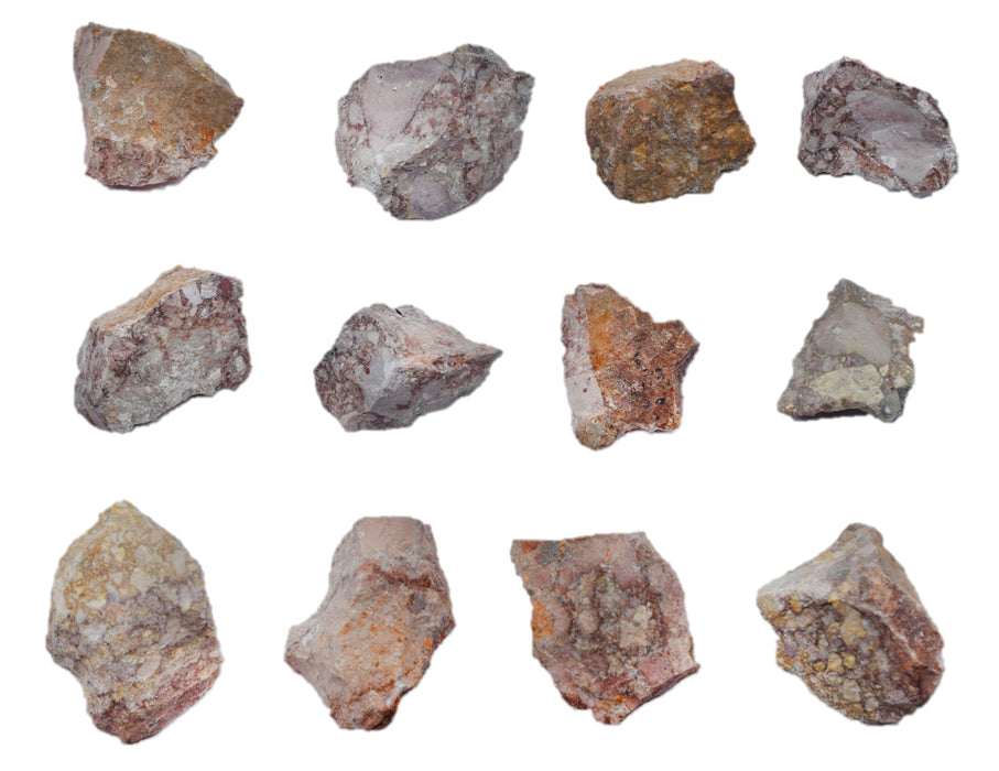 12 Pack - Raw Breccia, Sedimentary Rock Specimens, ± 1" Each