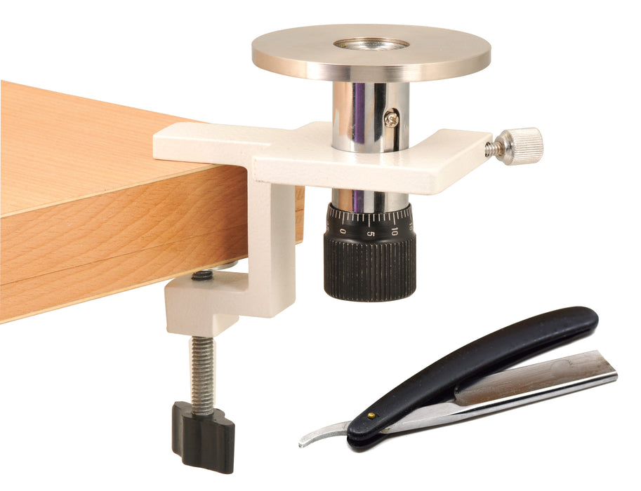 Hand & Table Microtome, 10 Microns per Click - For Section Cutting - Includes Wooden Storage Case & Cutting Razor