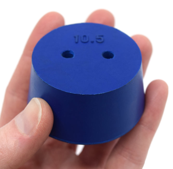 10PK Neoprene Stoppers, 2 Holes - ASTM - Size: #10.5 - 45mm Bottom, 53mm Top, 25mm Length