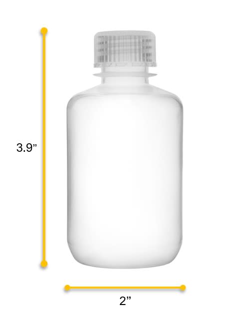 12PK Reagent Bottles, 125ml - Narrow Neck with Screw Cap - Polypropylene