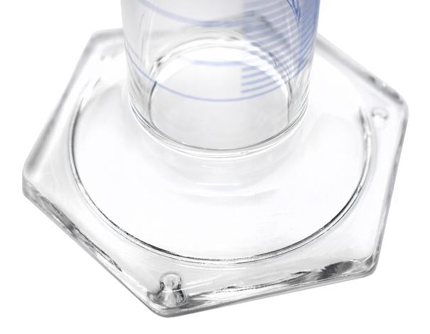 Premium Graduated Cylinder Set - 50mL, 100mL & 250mL - ASTM Class A - Protective Collars - Hexagonal Base - Blue Graduations - Borosilicate Glass
