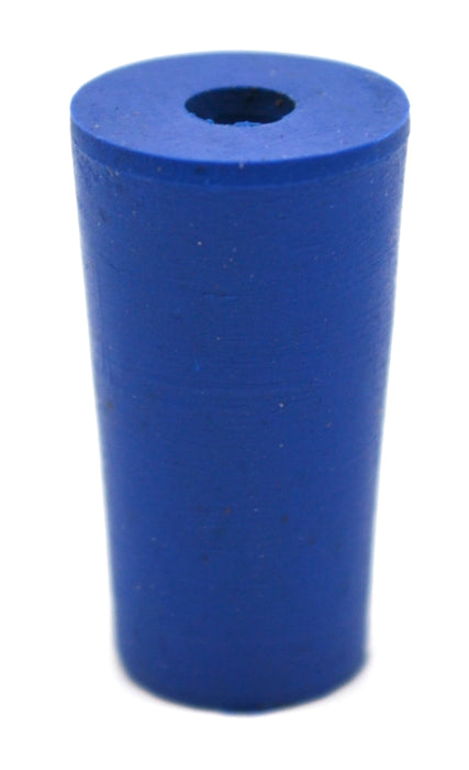 Neoprene Stopper, 1 Hole - Blue, Size: 9mm Bottom, 11.5mm Top, 20mm Length - Pack of 10