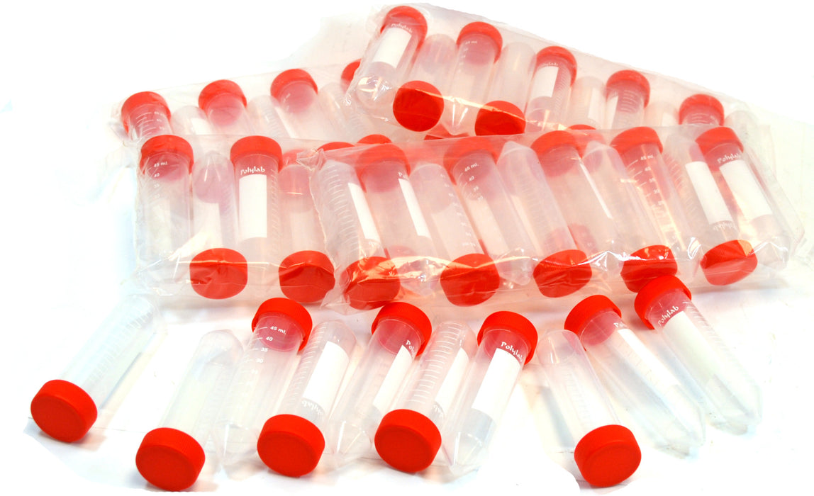 Eisco Labs Polypropylene 50mL Centrifuge Tubes; Pack of 50
