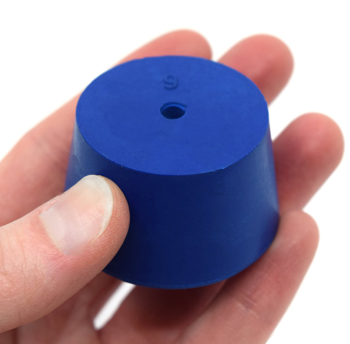 10PK Neoprene Stoppers, 1 Hole - ASTM - Size: #9 - 37mm Bottom, 45mm Top, 25mm Length