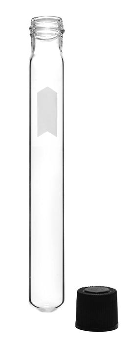 Culture Tube with Screw Cap, 5mL, 24/PK- 12x100mm - Marking Spot - Round Bottom - Borosilicate Glass