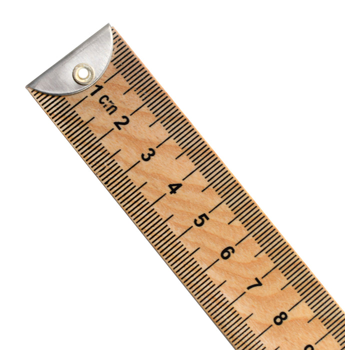 Double-Sided Hardwood Meter Stick - Metal End Caps - Metric Centimeters