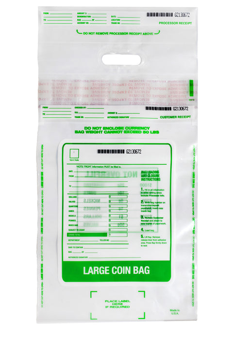 50PK Large Coin Bags, 12" x 22" - Tamper Resistant Bags - SECUR-PAK