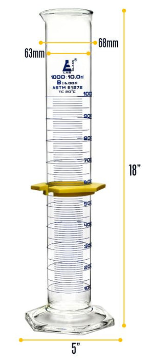 1000mL glass graduated cylinder dimensions