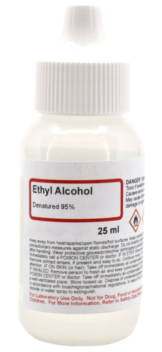 95% Denatured Ethyl Alcohol, 25mL - The Curated Chemical Collection