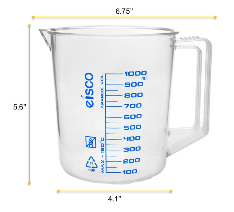 Measuring Jug, 1000ml - TPX Plastic - Screen Printed Graduations - With Handle & Spout