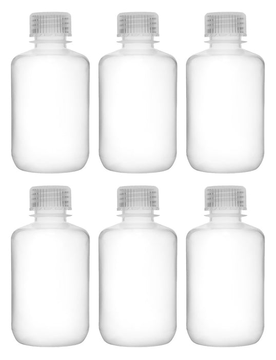 6PK Reagent Bottles, 125ml - Narrow Neck with Screw Cap - Polypropylene