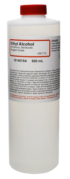 Denatured Ethyl Alcohol, 500mL - Anhydrous - Reagent-Grade - The Curated Chemical Collection