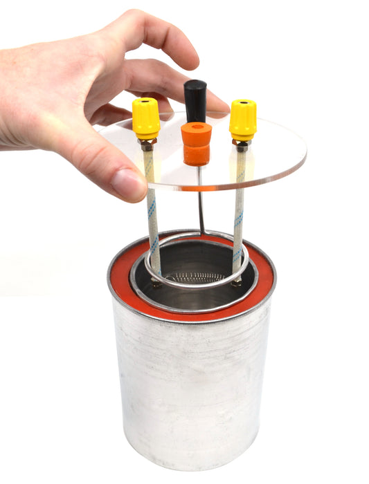 Premium 250mL Double Wall Electric Calorimeter with Transparent Lid, Stirrer, and 5 Watt Heating Coil - Eisco Labs