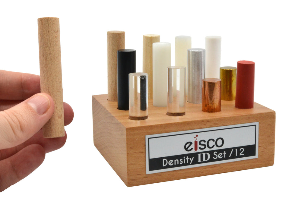 12 Piece Cylindrical Bars Density ID Set - Includes Hardwood, Softwood, Aluminum, Copper, Brass, Rubber, Nylon, Derlin, PVC, Glass, Acrylic & Teflon
