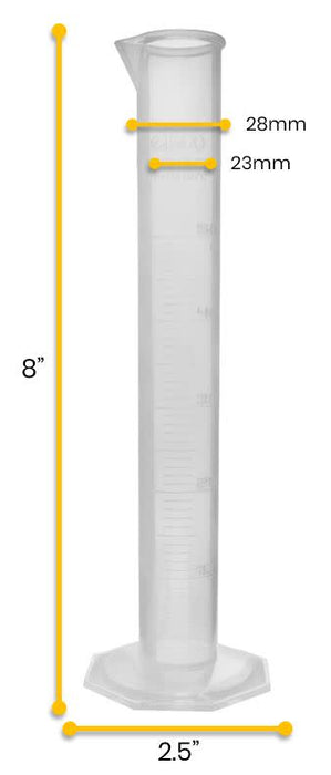 Graduated Cylinder, 50mL - Class B - Hexagonal Base - Raised Graduations - Polypropylene Plastic