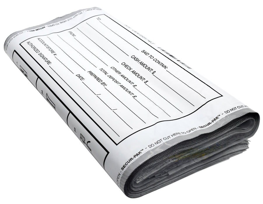 Secur-Pak Deposit Bags - Pack of 100 - Bill Capacity, 15,000 - Premium, Level 4 Security Tamper Evident, White Security Bags - Self Sealing, Opaque 2.5 Mil Plastic - 24" x 24" - SECUR-PAK