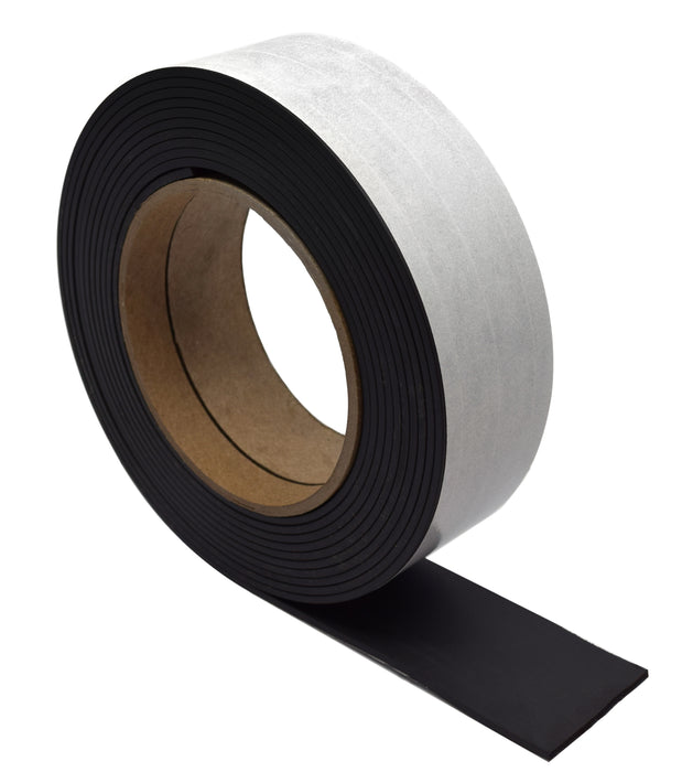 Flexible, Adhesive Magnetic Tape, 12ft Roll - 1.5" x 0.085" - Anisotropic - Heavy Duty, Double Coated Rubber 3mil Adhesive - Great for Crafts, Projects, Refrigerators, Organization - Made in the USA