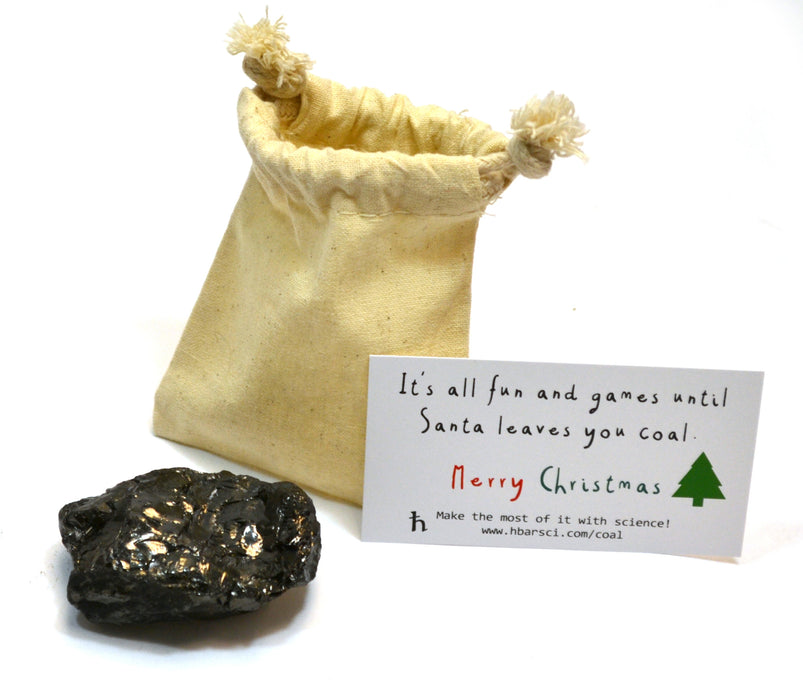 2 Piece Santa's Scientific Christmas Coal Set - Premium Cotton Bag and 1 Large Lump of Genuine American Coal