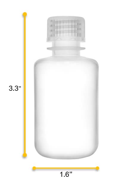 12PK Reagent Bottles, 60ml - Narrow Neck with Screw Cap - Polypropylene