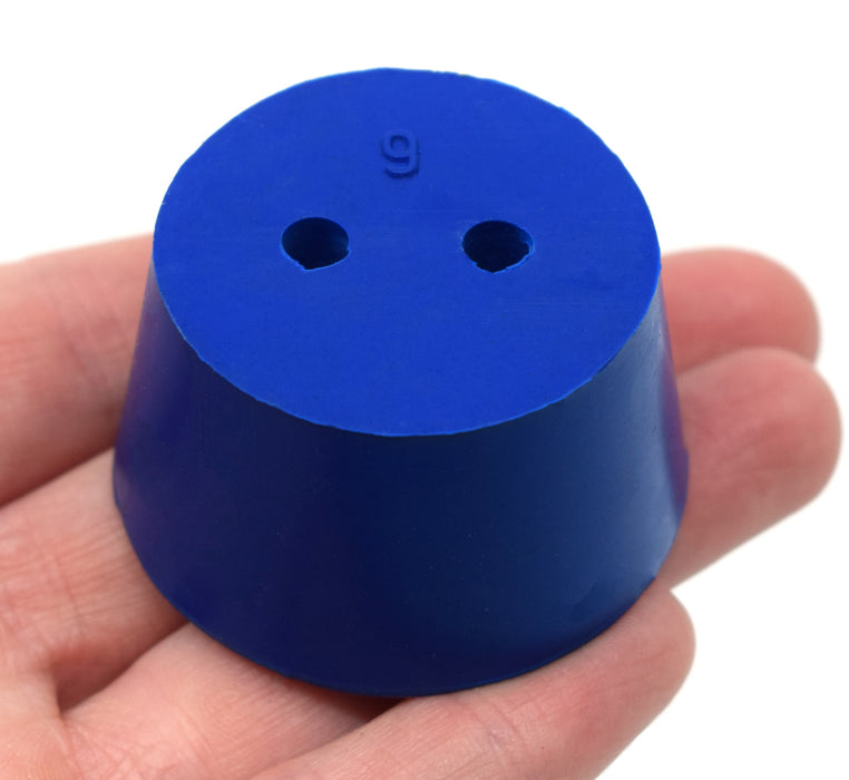 10PK Neoprene Stoppers, 2 Holes - ASTM - Size: #9 - 37mm Bottom, 45mm Top, 25mm Length