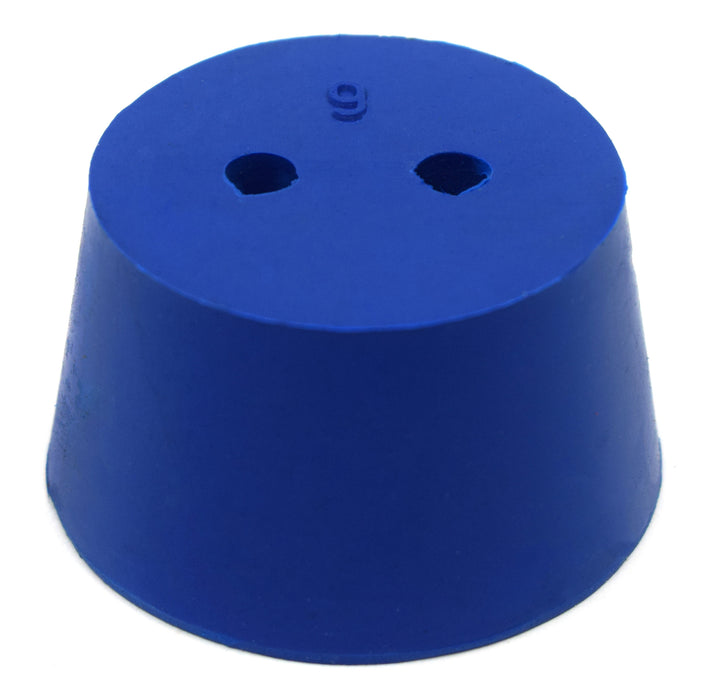 10PK Neoprene Stoppers, 2 Holes - ASTM - Size: #9 - 37mm Bottom, 45mm Top, 25mm Length