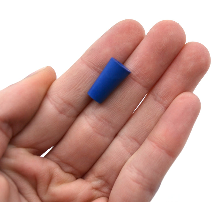 10PK Neoprene Stoppers, 1 Hole - Blue - Size: 6mm Bottom, 8mm Top, 16mm Length