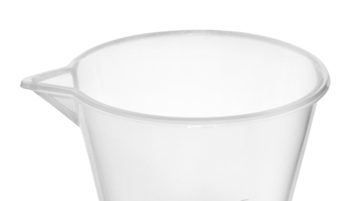 12PK Conical Measures, 25ml - Polypropylene - Raised Graduations - Hexagonal Base
