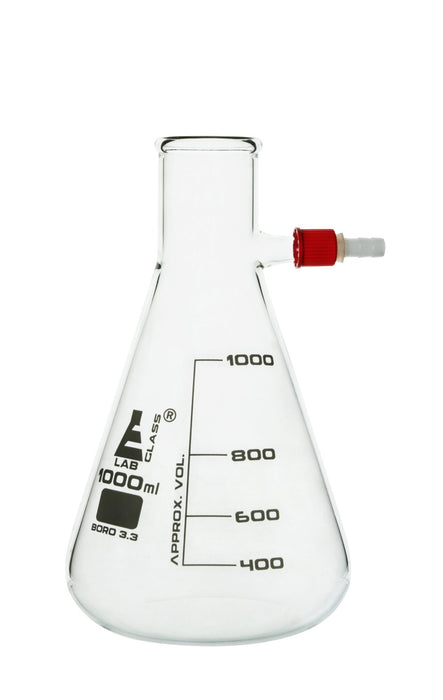 Filtering Conical Flask, 1000ml, Borosilicate Glass with Integral Plastic Side Arm - Eisco Labs