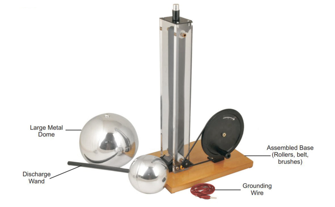 Hand Crank Van De Graaf Generator, 24 Inch - 9.8 Inch Dome