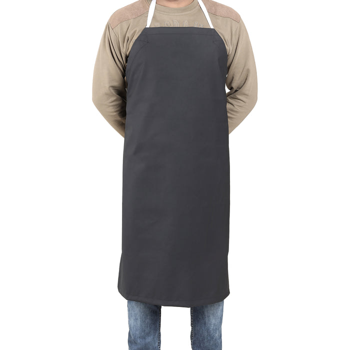 black rubberized apron medium on model front