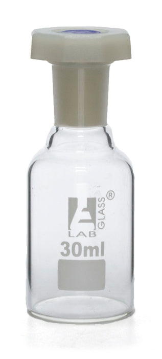 Reagent Bottle, 30mL - Clear - With Acid-Proof Polypropylene Stopper - Borosilicate Glass