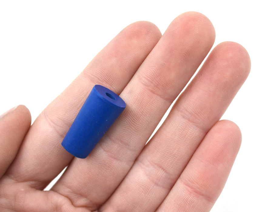 Neoprene Stopper, 1 Hole - Blue, Size: 9mm Bottom, 11.5mm Top, 20mm Length - Pack of 10