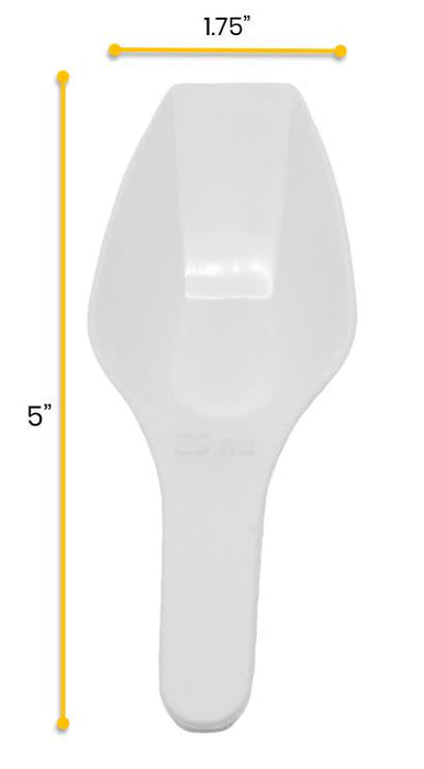 12PK Scoops, 25mL - Flat Bottom - Polypropylene