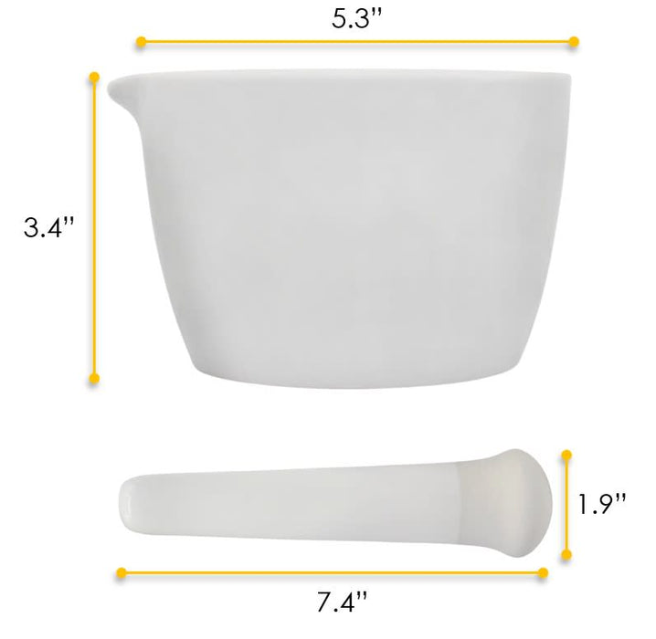 Mortar & Pestle, 400mL - 130mm - Porcelain, Unglazed Grinding Surface