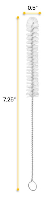 Semi-Micro Test Tube Brush, 9 inch Long - White Nylon, Twisted Wire Handle - Ideal for 6-10mm Diameter Test Tubes - Eisco Labs CH0202A