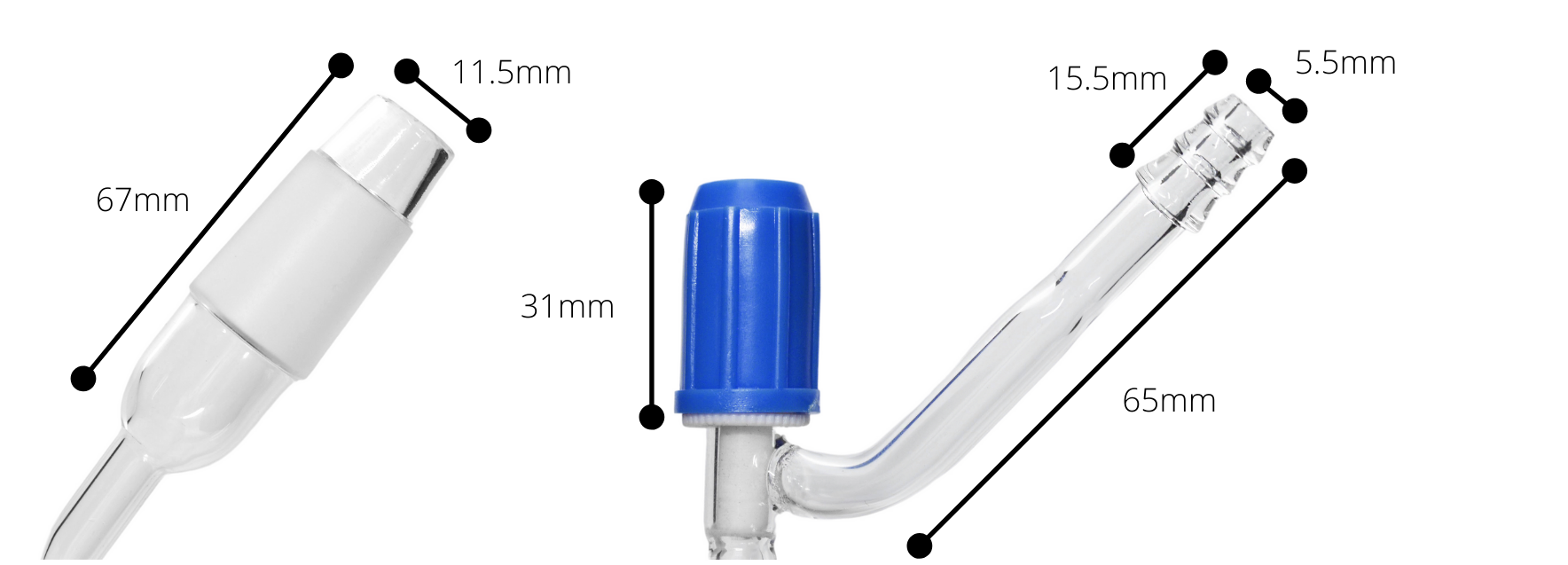 Stopcock Adapter - Rotaflow Key, 24/29 Cone Size - Borosilicate Glass