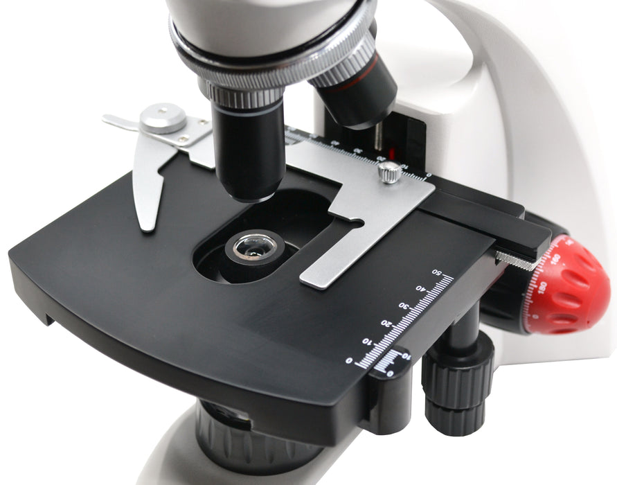 Premium Advanced Monocular Microscope, 360 Degree Rotatable Head, Color Coded DIN Objectives, Fine Adjustment Knobs (0.002mm Graduations) - Eisco Labs