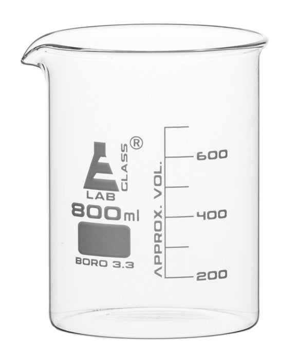 Beaker, 800ml - Low Form - Graduated - Borosilicate Glass