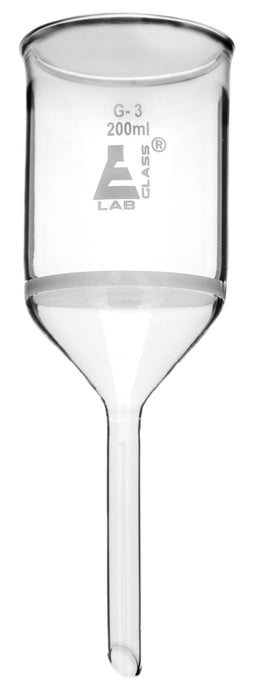 Buchner Funnel, 200mL - With G3 Porosity Sintered Disc - Plain Stem, 13mm - Borosilicate Glass