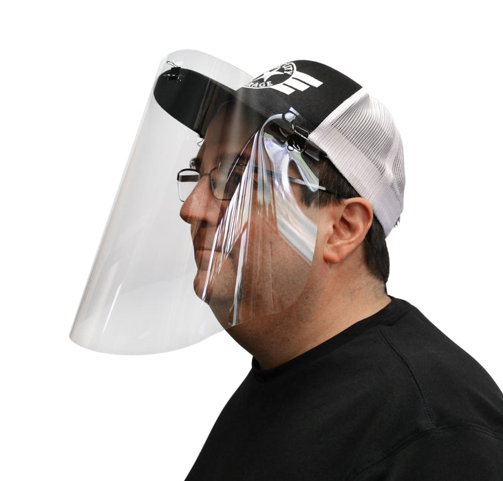 Emergency Temporary Face Shield - Designed to be Clipped to Baseball Cap - Polycarbonate Plastic - 100% Recyclable - Made in the USA