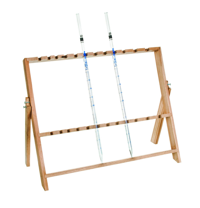 Pipette Rack - Holds 12 Pipettes (4 x 20mm, 2 x 14mm, 2 x 12.5mm and 10 x 4mm) - Hardwood