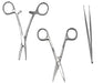 suture practice kit scissors, forceps, needle holder 