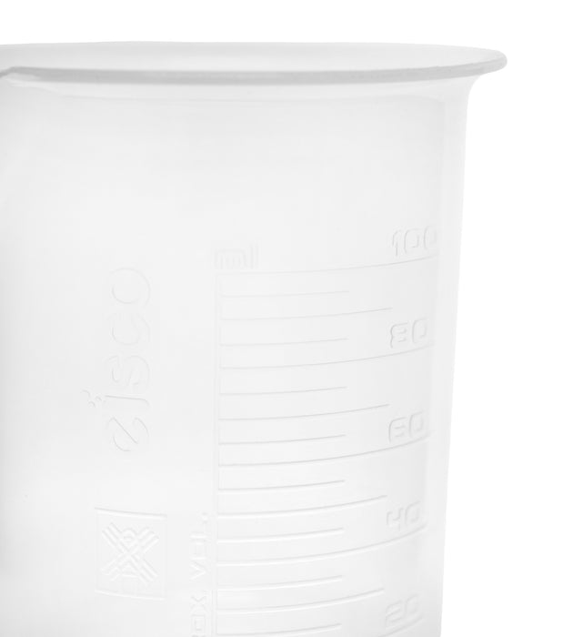 Plastic Beaker, 100ml - Polypropylene - Raised Graduations