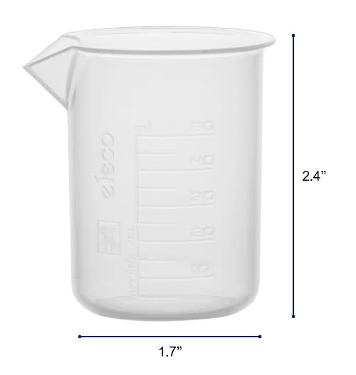 Plastic Beaker, 50ml - Polypropylene - Raised Graduations