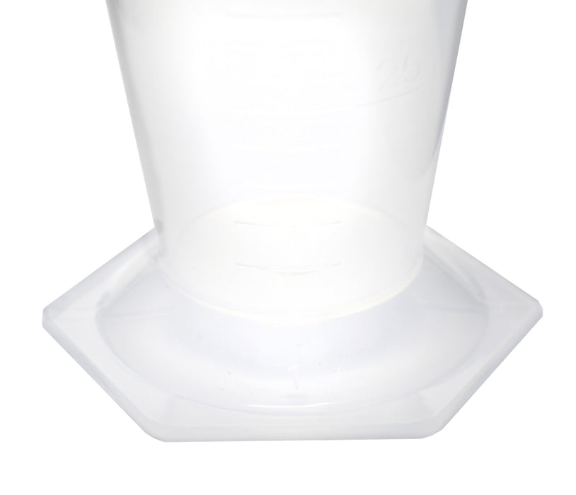12PK Conical Measures, 125ml - Polypropylene - Raised Graduations - Hexagonal Base