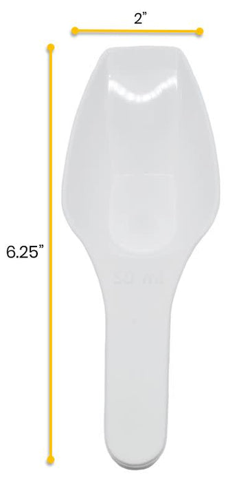 12PK Scoops, 50mL - Flat Bottom - Polypropylene