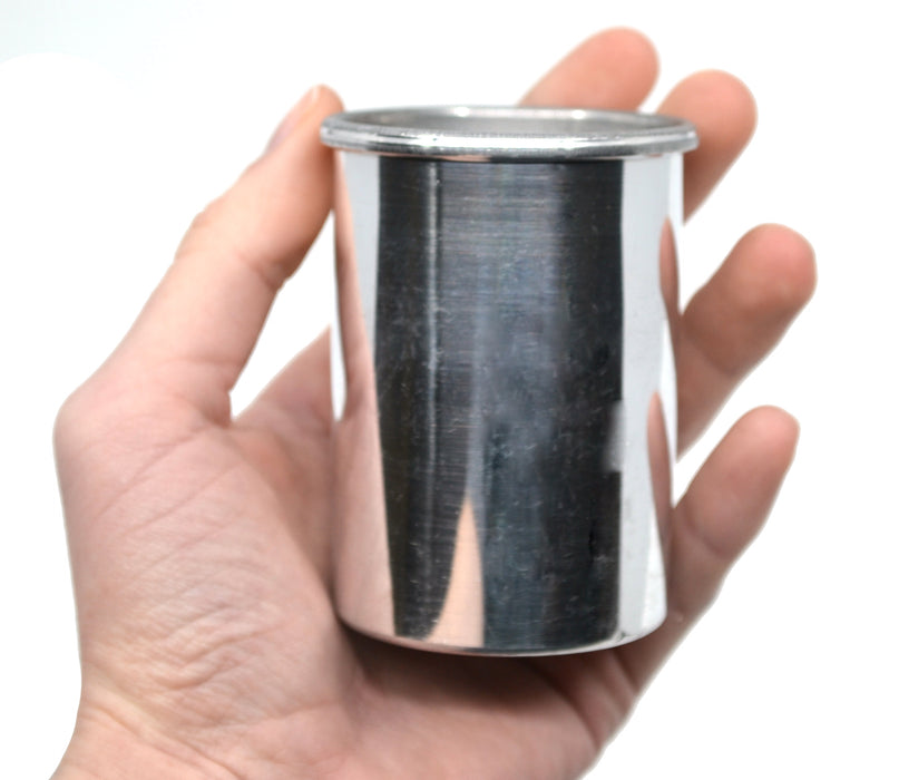 aluminum calorimeter in hand