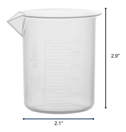 Plastic Beaker, 100ml - Polypropylene - Raised Graduations